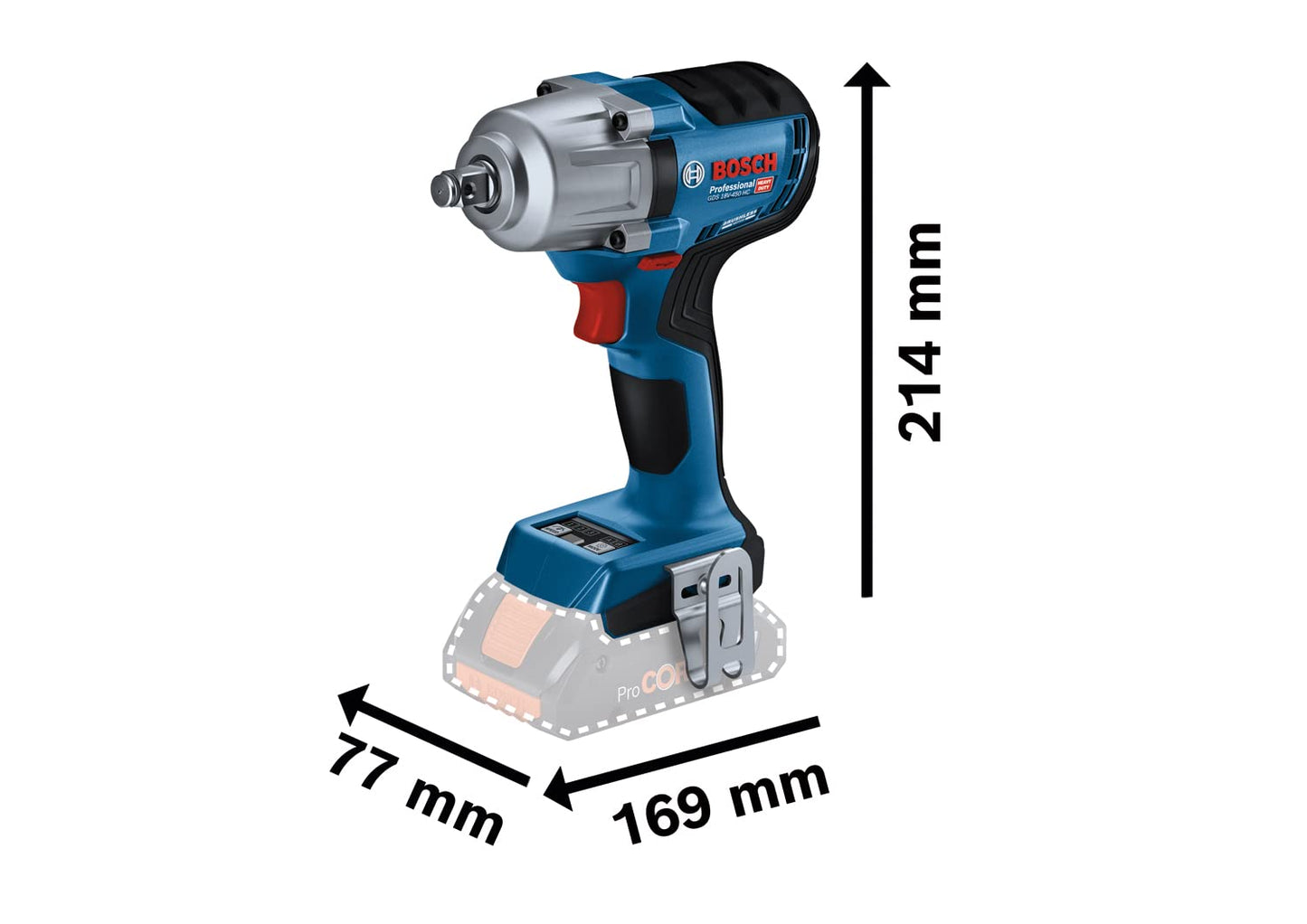 Bosch Professional Avvitatore a Massa Battente a Batteria GDS 18V-450 HC (Coppia di Serraggio di 450 Nm, Coppia di Svitamento di 800 Nm, incl. 2 Batterie 5,0 Ah, Caricabatteria, L-BOXX)