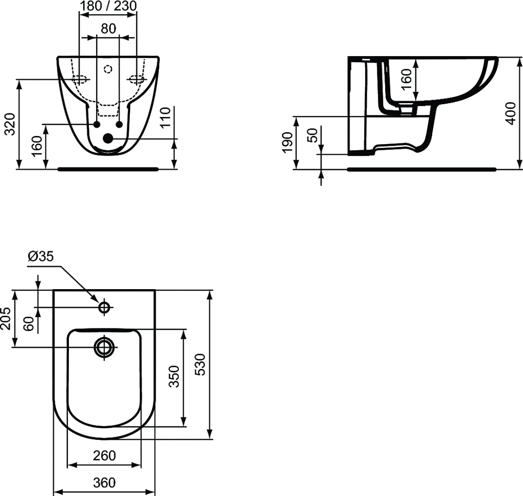 Ideal Standard - GEMMA 2 Bidet sospeso monoforo - Bianco