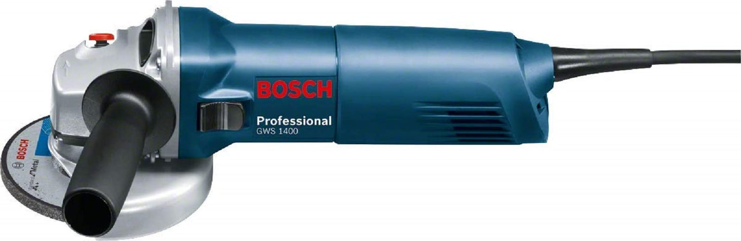 Bosch Professional Smerigliatrice Angolare Gws 1400 (Motore da 1400 W, Ø Disco 125 Mm, Flangia di Montaggio, Cuffia di Protezione, Dado di Serraggio, Chiave a Due Perni)