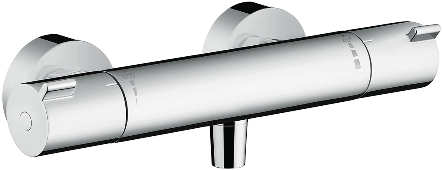 hansgrohe Ecostat - Miscelatore termostatico per doccia esterno, Rubinetto termostatico con blocco di sicurezza (SafetyStop) a 40° C, Termostato per doccia, 1 utenza, cromo, 13211000