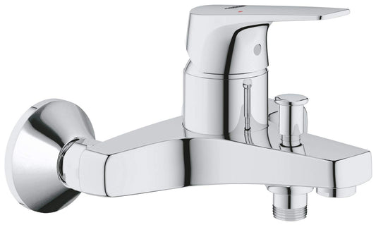 GROHE Miscelatore monocomando Start Flow per vasca e doccia, rubinetto a parete, attacco filettato per tubo da 1/2", rosette in metallo incluse, cromo, 23772000 (importazione tedesca), cromato