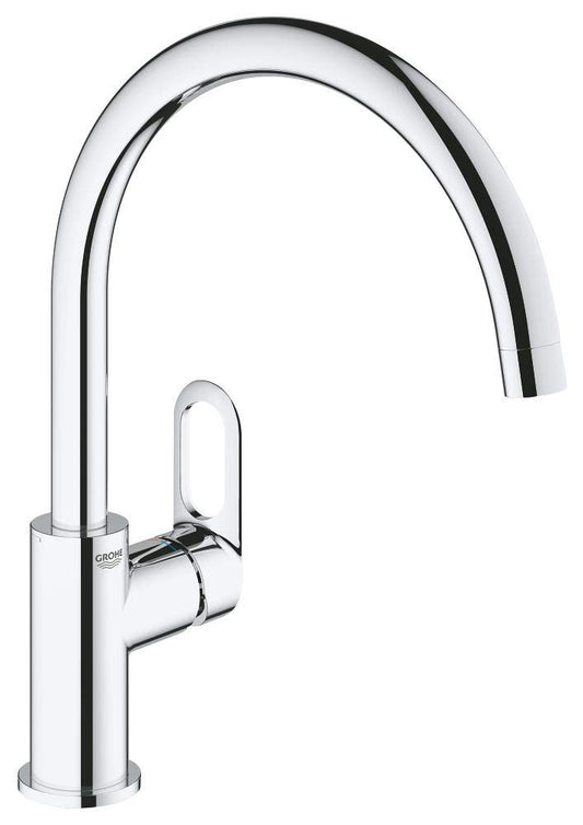 GROHE Start Flow 31555001 - Miscelatore monocomando per lavello (monoforo, beccuccio alto con mousseur), cromato