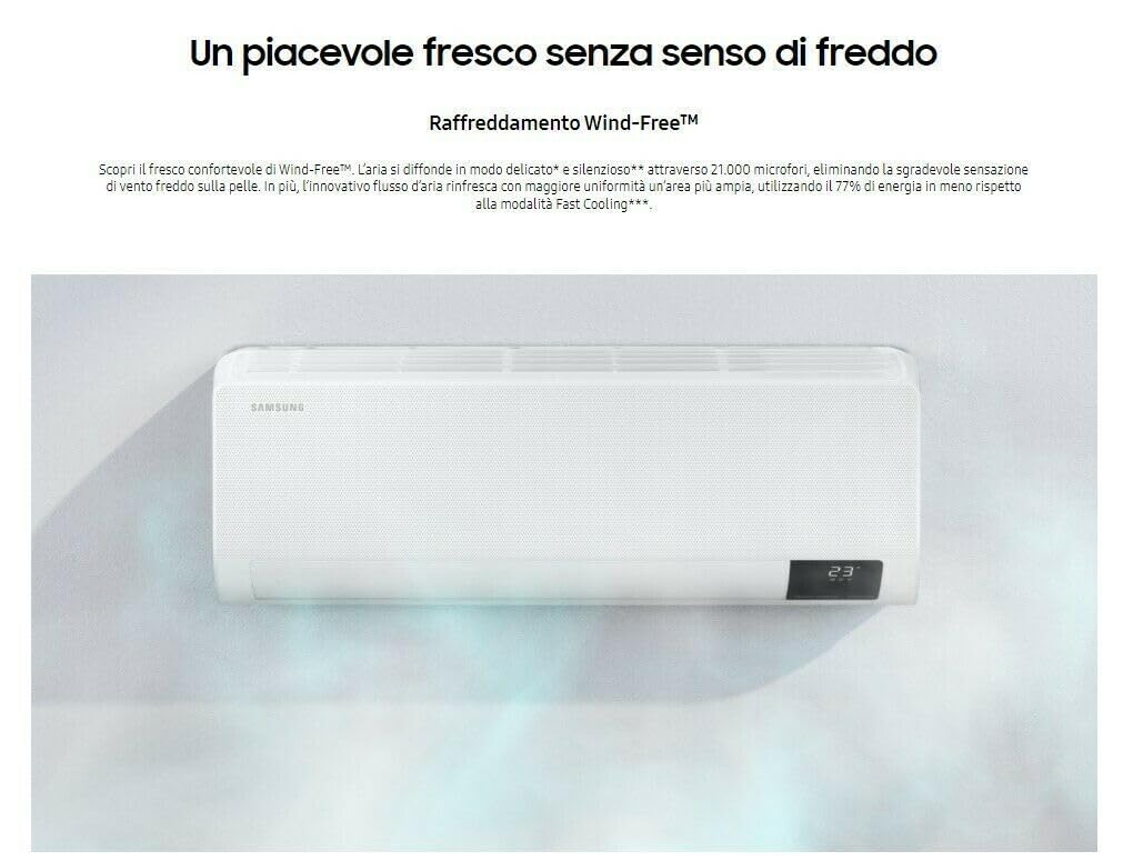 SAMSUNG WINDFREE C-NEXT CONDIZIONATORE AJ052TXJ3KG TRIAL SPLIT 7000+7000+12000 BTU WIFI A++