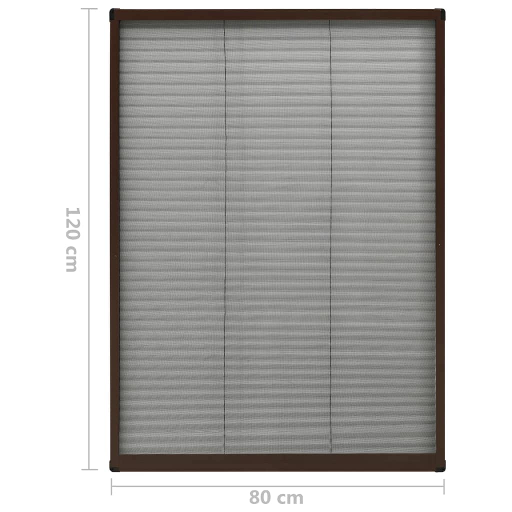 vidaXL Zanzariera Plissettata Finestre in Alluminio Marrone 80x120 cm