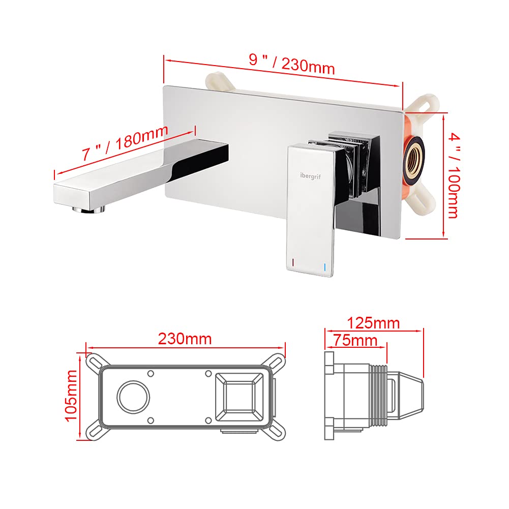 Ibergrif Atenas, Miscelatore Lavabo Incasso, Rubinetto Monocomando per Bagno, Cromo