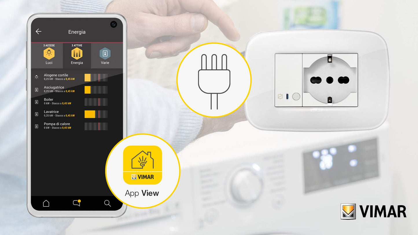 Vimar 19593.B Arké Attuatore connesso IoTo VIEW Wireless con uscita a relè NO 16 A, controllo locale e remoto, doppia tecnologia IoT su standard Bluetooth 5.0 e Zigbee 3.0