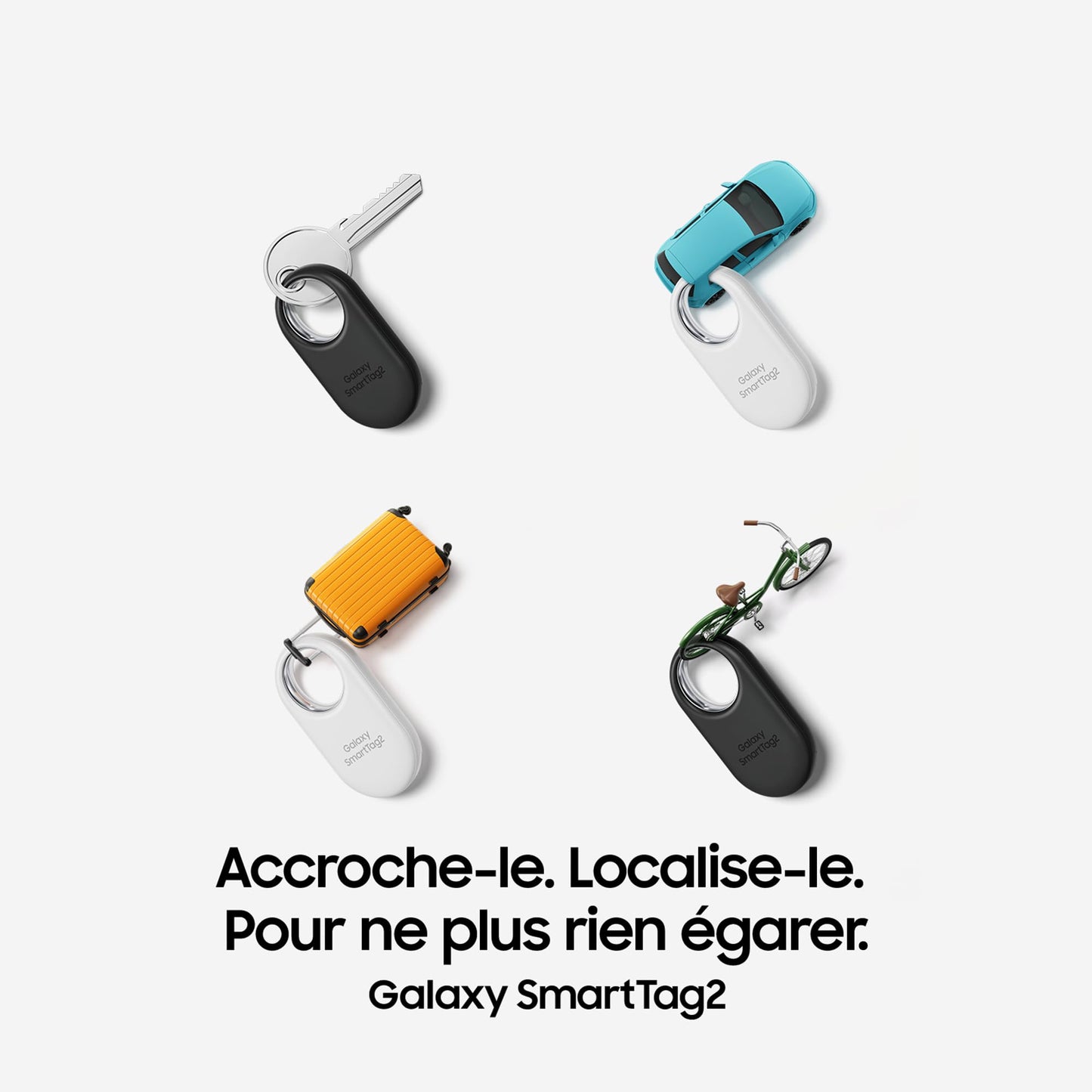 Samsung Galaxy SmartTag2 Bluetooth Smart Tag 4 pezzi, custodia rinforzata nera inclusa [esclusiva Amazon], compatibile con smartphone Samsung Galaxy, modalità smarrita, bianco/nero