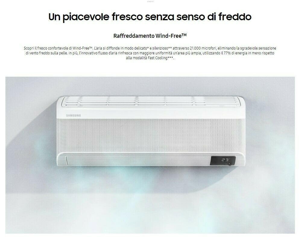 SAMSUNG WINDFREE ELITE CONDIZIONATORE TRIAL SPLIT 9000+9000+12000 BTU WIFI A+++ TRE SPLIT