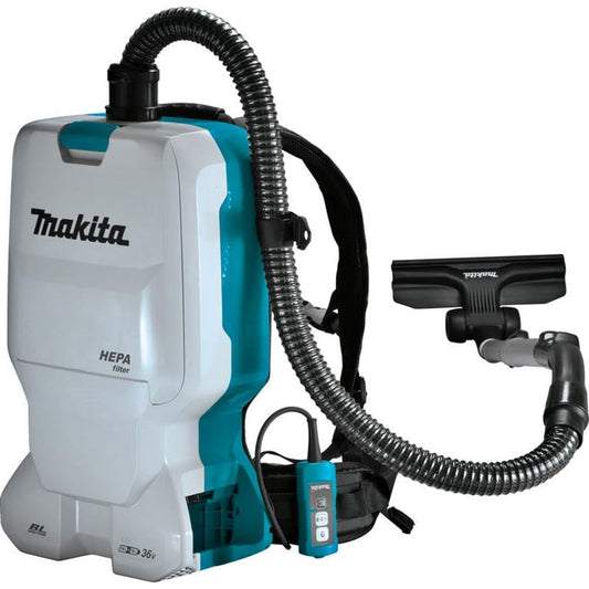 Makita DVC660Z ASPIRATORE A Zaino 18Vx2 6L-BL (Senza Batteria e caricabatteria), Turchese