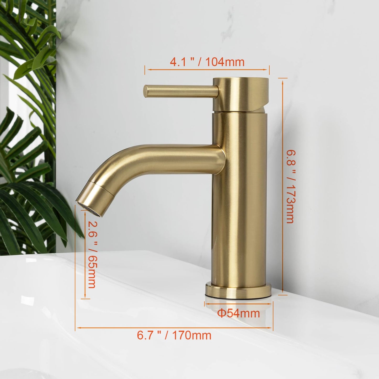 Ibergrif M11003Y Rubinetto Bagno Classico, Miscelatore Monocomando Lavabo, Rubinetto Lavabo per Acqua Calda e Fredda, Acciaio Inossidabile, Oro