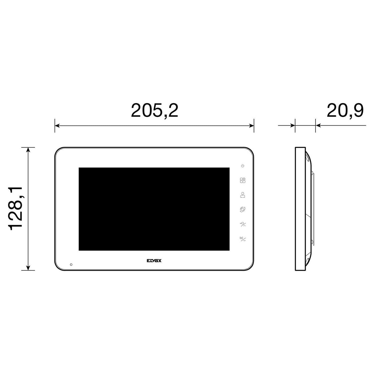 VIMAR K40932 Monitor supplementare touch screen vivavoce a colori LCD 7in per kit videocitofonico, 1 alimentatore 40103, completo di staffe per il fissaggio a parete, bianco