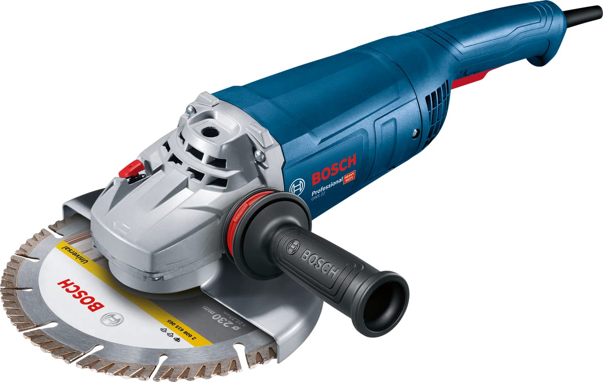 Bosch Professional Smerigliatrice angolare GWS 22-230 J (2.200W, incl. imp. agg. anti-vibr., flangia montaggio, dado di serraggio, cuffia prot, chiave a due perni, disco diam., conf. in cartone), blu