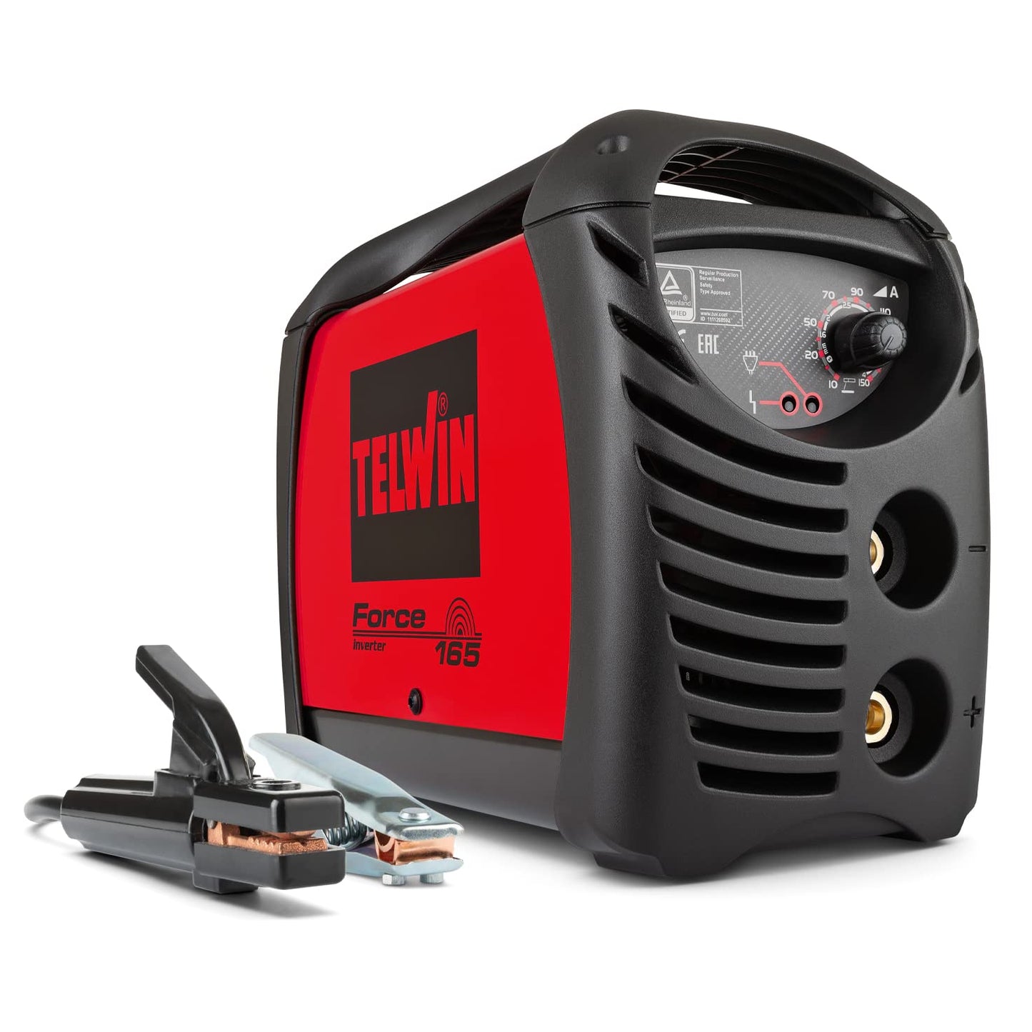 Telwin Force 165 Saldatrice Inverter Ad Elettrodo Con Maschera Automatica E Accessori Di Saldatura, 230 V, 4,23 Kg, Nero Rosso