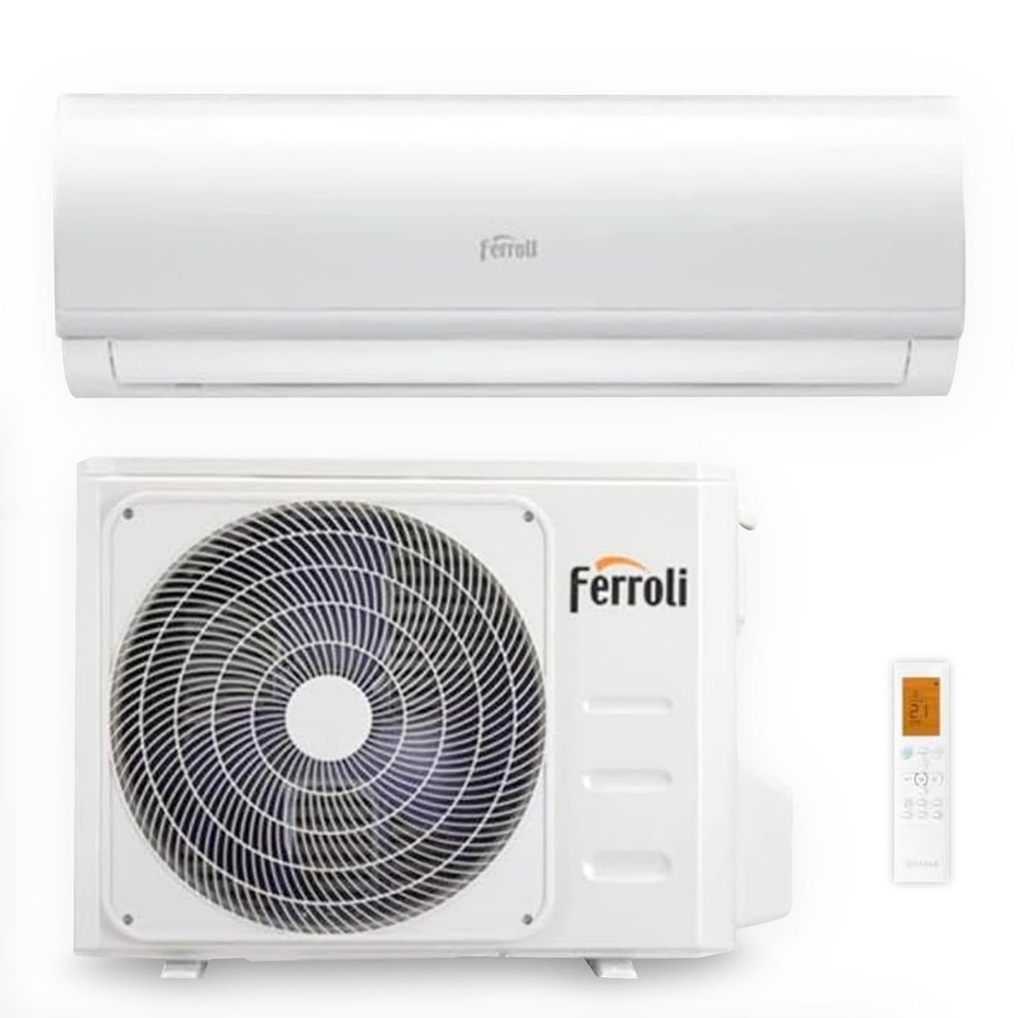 Condizionatore Monosplit Ferroli 9000 BTU AMBRA S Inverter con Unità Interna ed Esterna - Auto Pulizia e Telecomando con App - Pompa di Calore - R-32 Wi-Fi - Classe Energetica A++