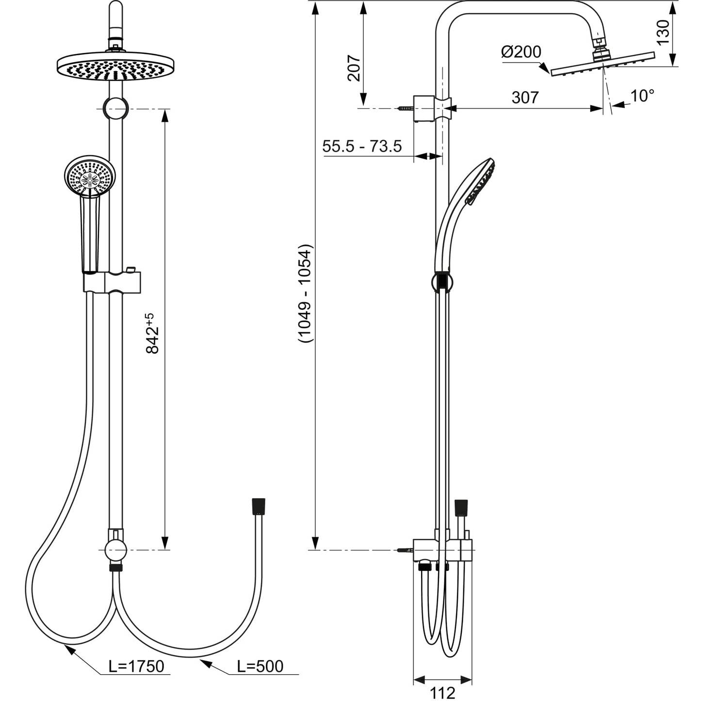 Ideal Standard A5691AA Idealrain Duo Colonna doccia, cromato