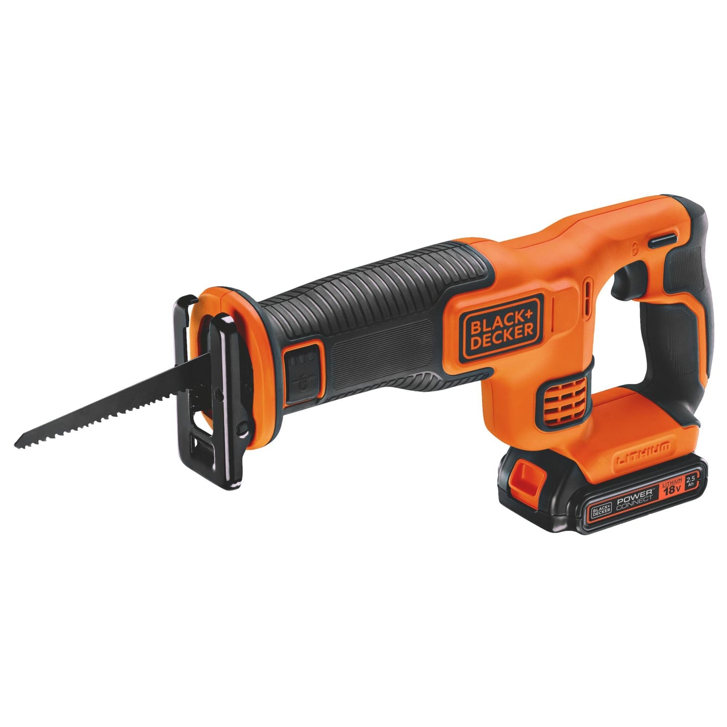 BLACK+DECKER, Sega a sciabola senza fili, 1 batteria, 1 lama da 140 mm, 18 V. BDCR18E1-QW