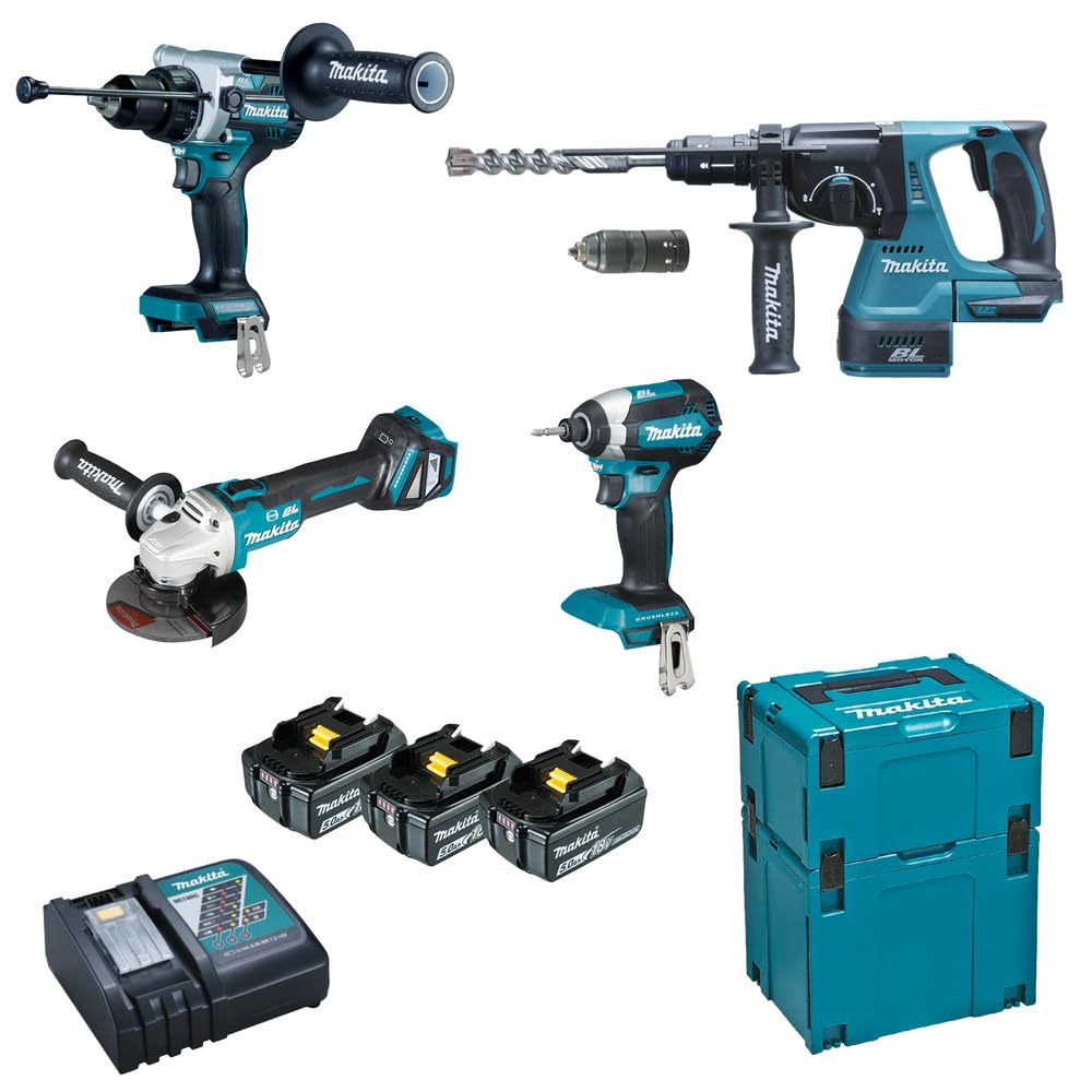 Combo DTD153+DHP486+DGA513 BL 18V LXT 5Ah 3 bat. MakPac marca Makita