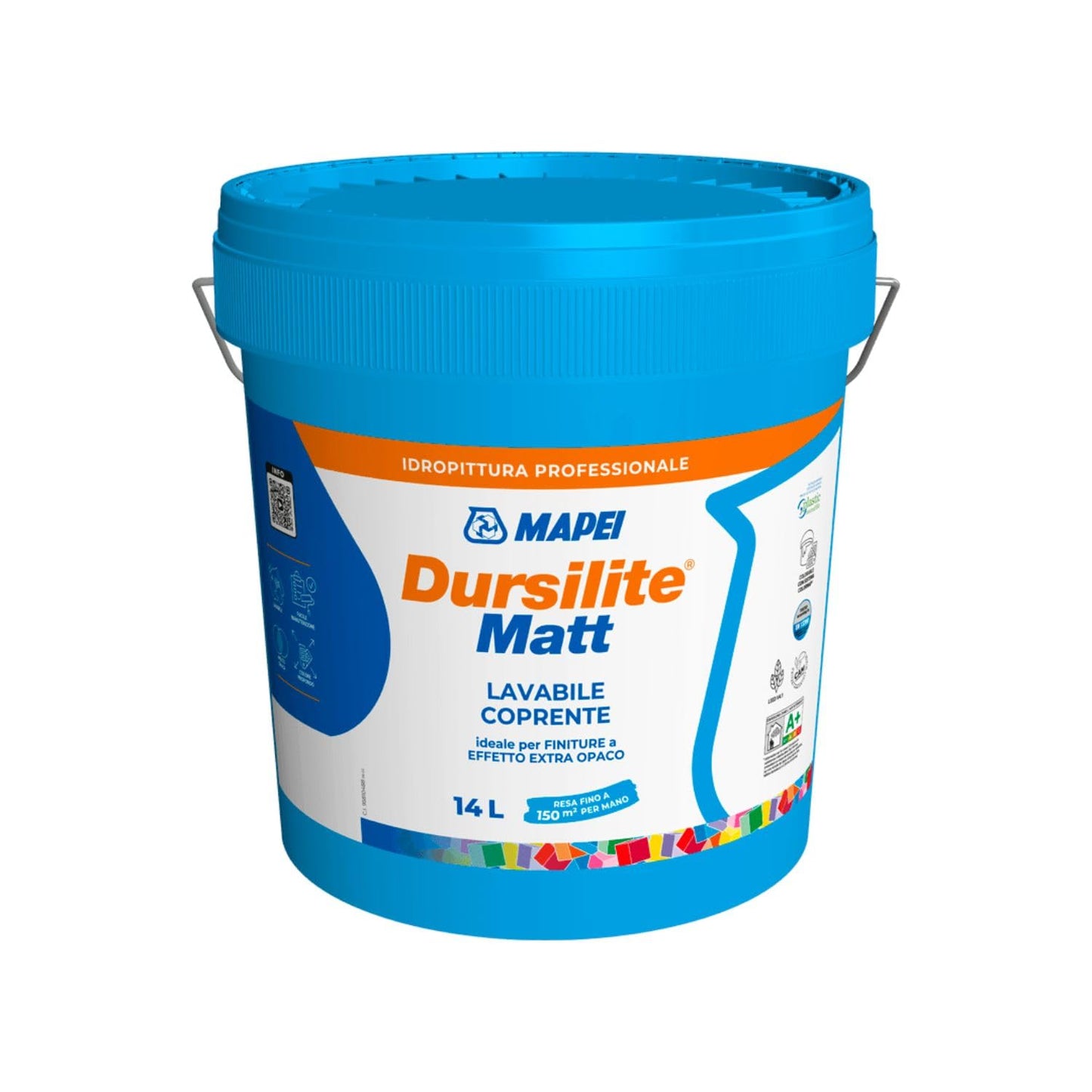 MAPEI Idropittura murale per interni bianca Dursilite Matt 14LT