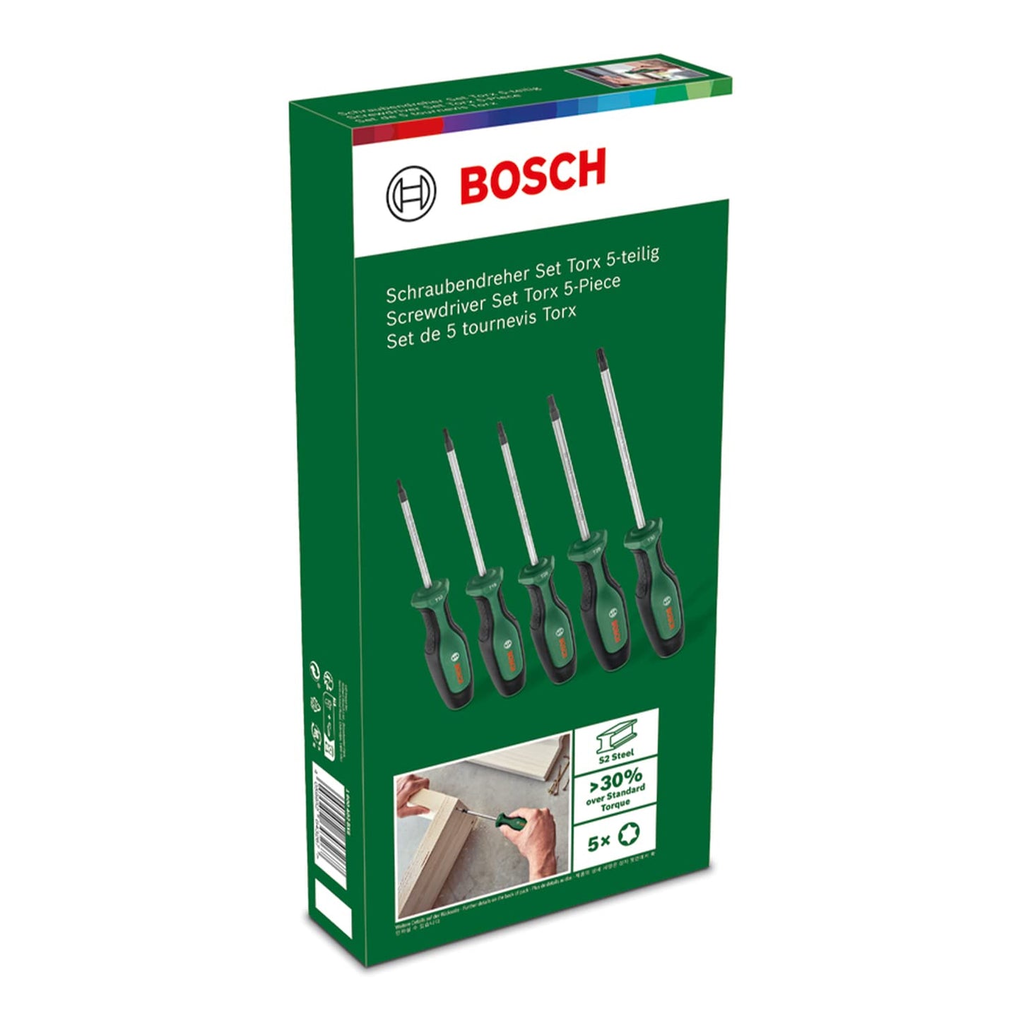 Bosch Home and Garden Set di Cacciaviti da 5 Pezzi, Cacciaviti, Acciaio S2, Rivestimento Softgrip, Punta Magnetica