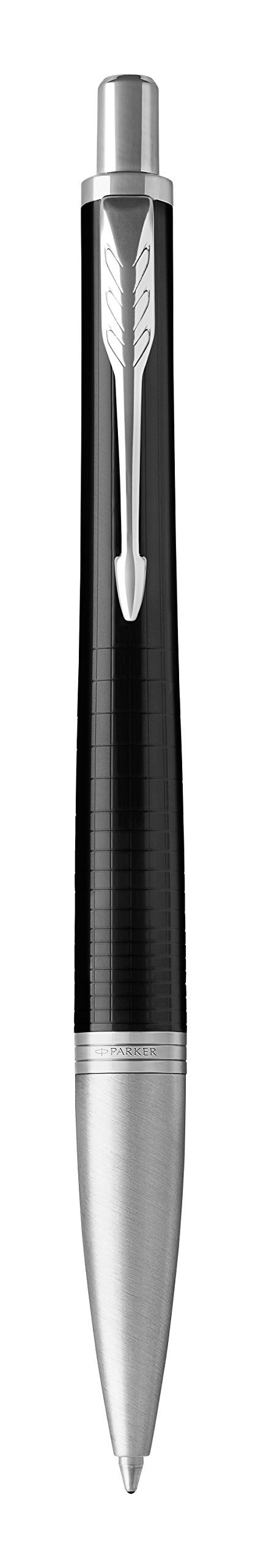 PARKER Urban penna a sfera, Premium Ebony Metal Chiselled (ebano metallizzato cesellato), punta media e ricarica di inchiostro blu (1931615)