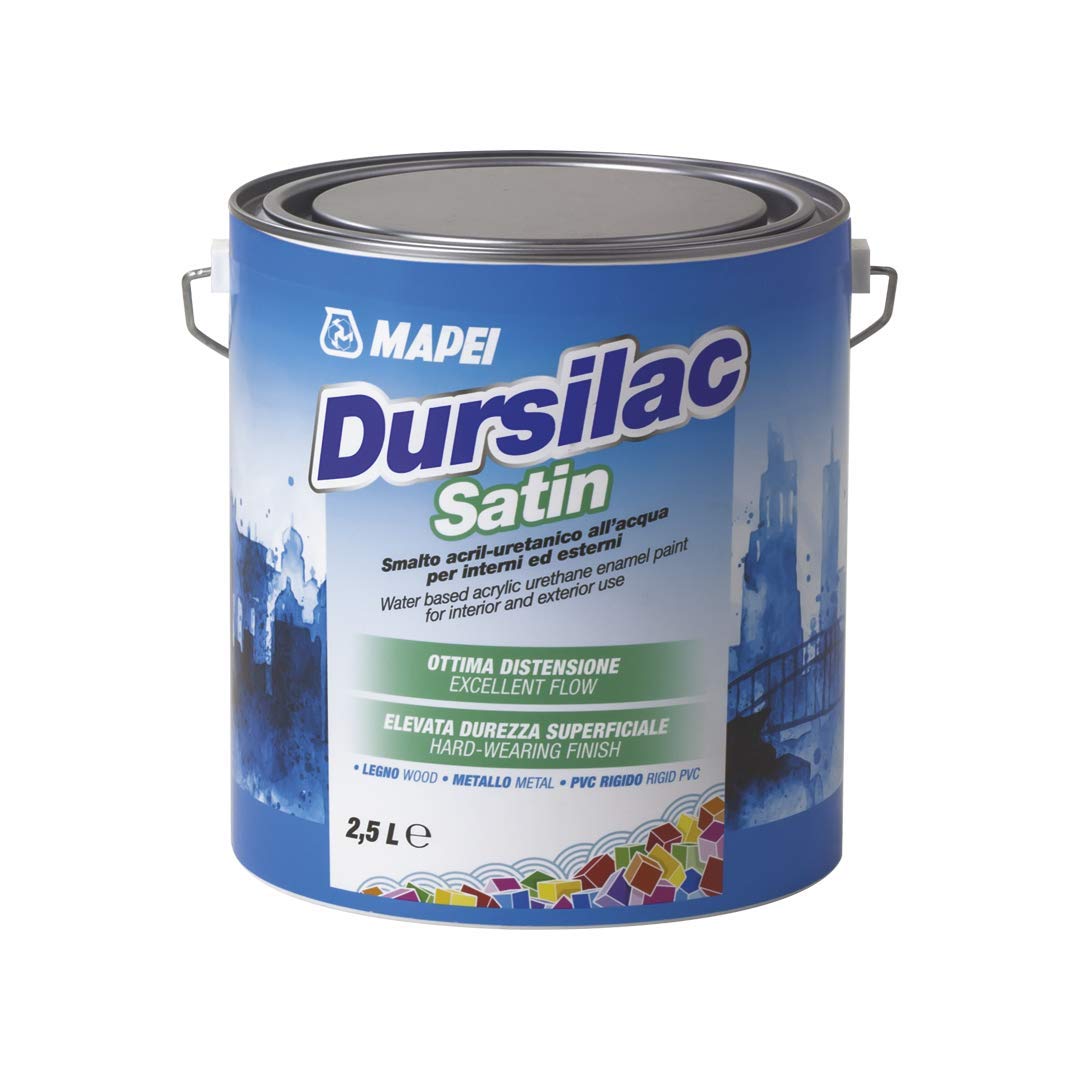 DURSILAC SATIN BIANCO BASE P DA 2,5KG - Smalto acril-uretanico all’acqua per interni ed esterni, aspetto satinato.