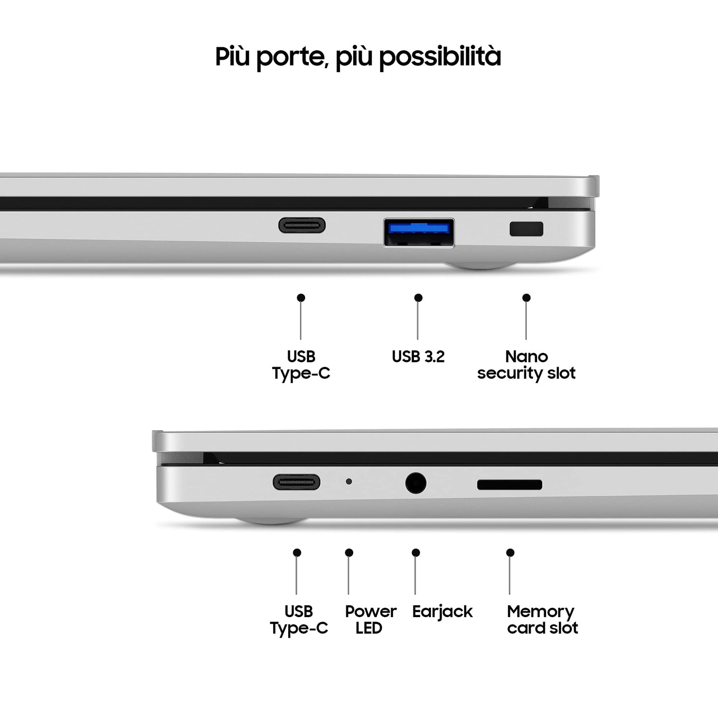 Samsung Galaxy Chromebook Go, Computer Portatile XE340XDA-KA1IT Chrome OS, Processore Intel Celeron, Display Screen 14” Full HD LED, RAM 4GB, Memoria eMMC 64GB, USB-C, Silver (Versione Italiana)