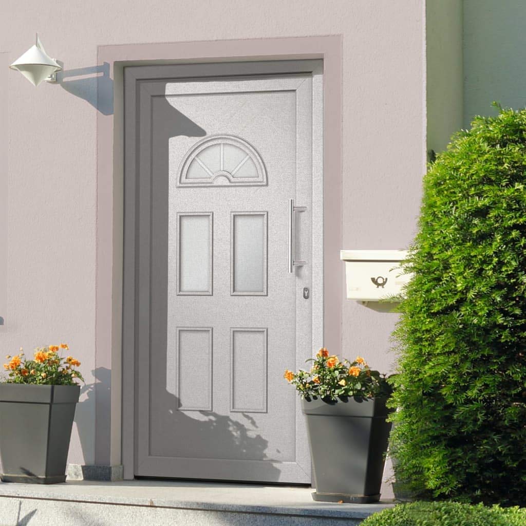 vidaXL Porta di Ingresso con Accessori Sicurezza Eleganza Entrata Casa Edifici Soglia Alluminio Rinforzi e Anima in Acciaio Bianca 98x208 cm