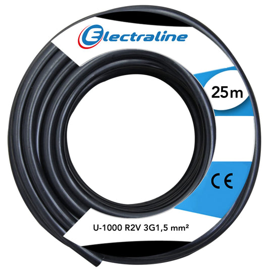 Electraline 20218278D - Matassa di cavi, 25 m, colore: Nero