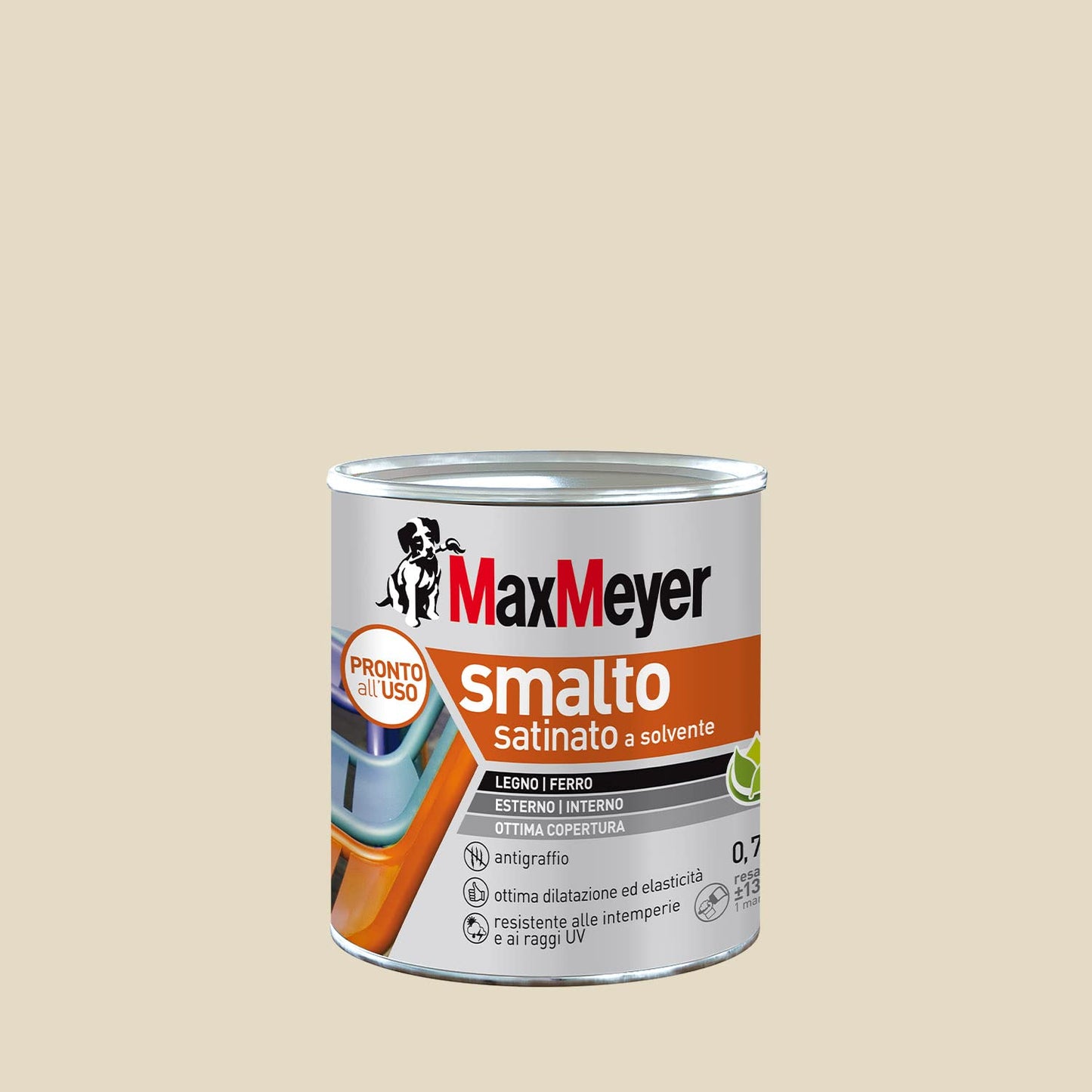 MAXMEYER Smalto a solvente per ferro e legno satinato AVORIO R1013 0,750 L