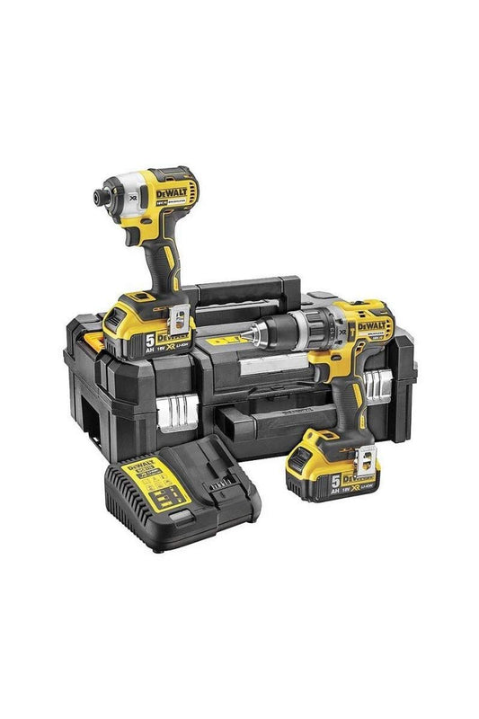 DEWALT DCK266P2T-GB XR - Kit di trapano combinato e avvitatore a percussione senza spazzole in scatola TSTAK, 1 W, 18 V, giallo/nero