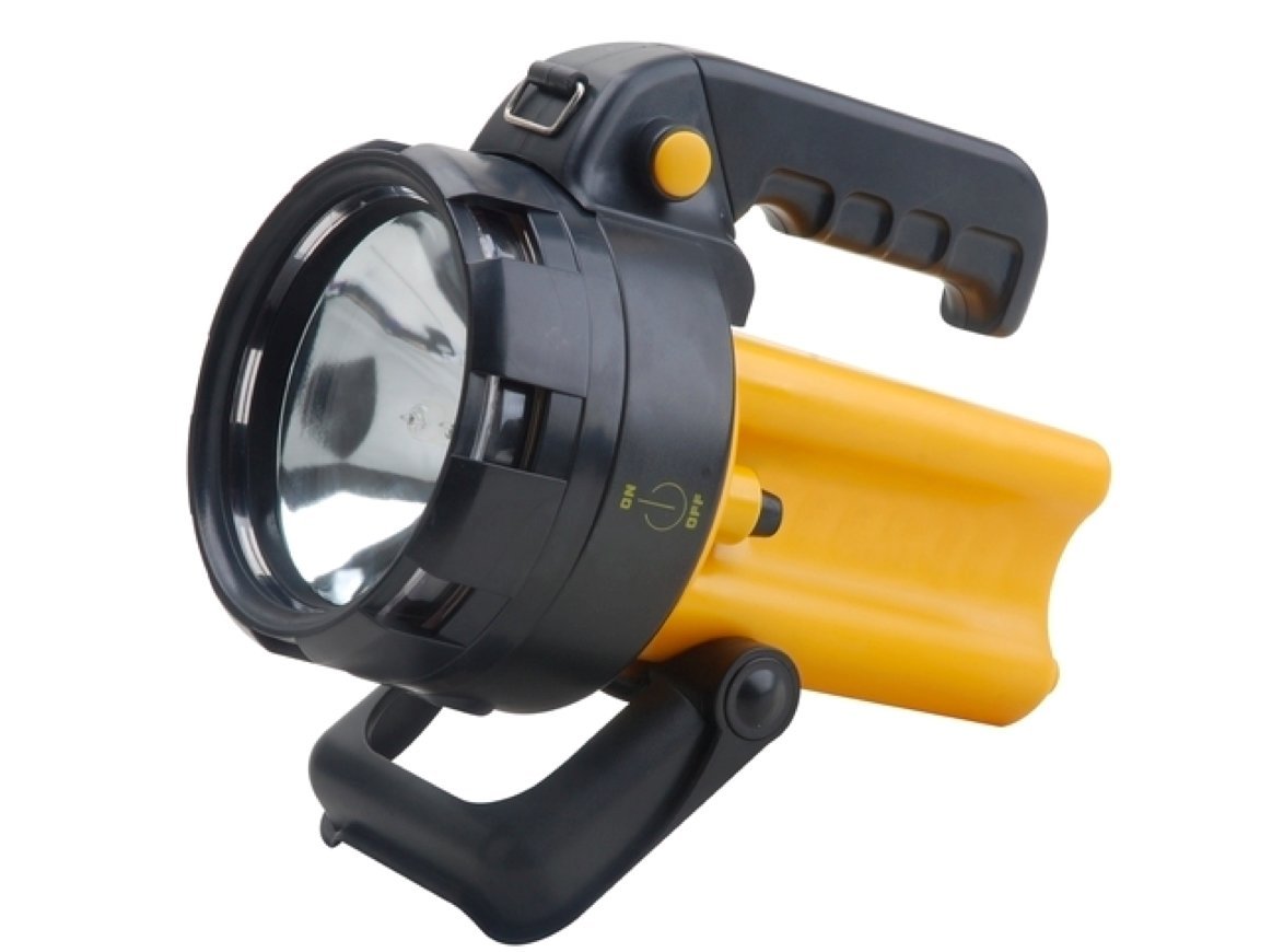 Electraline 58054 Torcia Ricaricabile, Portatile, 2 Comode Impugnature Ergonomiche, Lampadina a LED 3 W, 150 lumens, Giallo/Nero