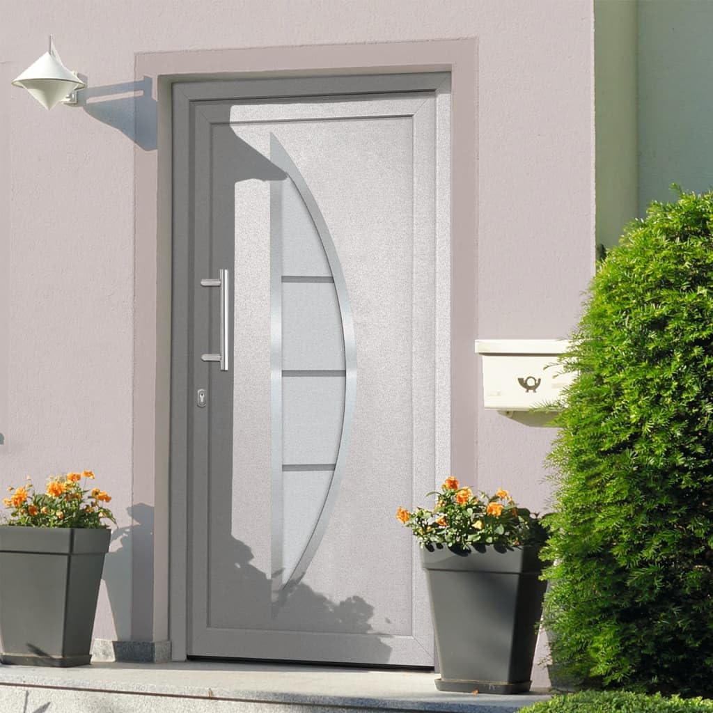 vidaXL Porta di Ingresso con Accessori Sicurezza Eleganza Entrata Casa Edifici Soglia Alluminio Rinforzi e Anima in Acciaio Bianca 108x208 cm