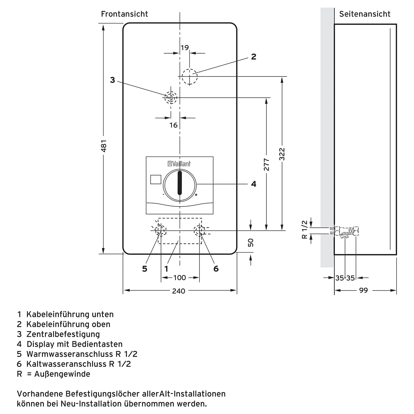 Vaillant 0010023780 - Scaldabagno elettronico VED E 27/8, resistente alla pressione, 27 kW, 400 V, temperatura di uscita precisa, regolazione continua, display digitale, classe energetica A