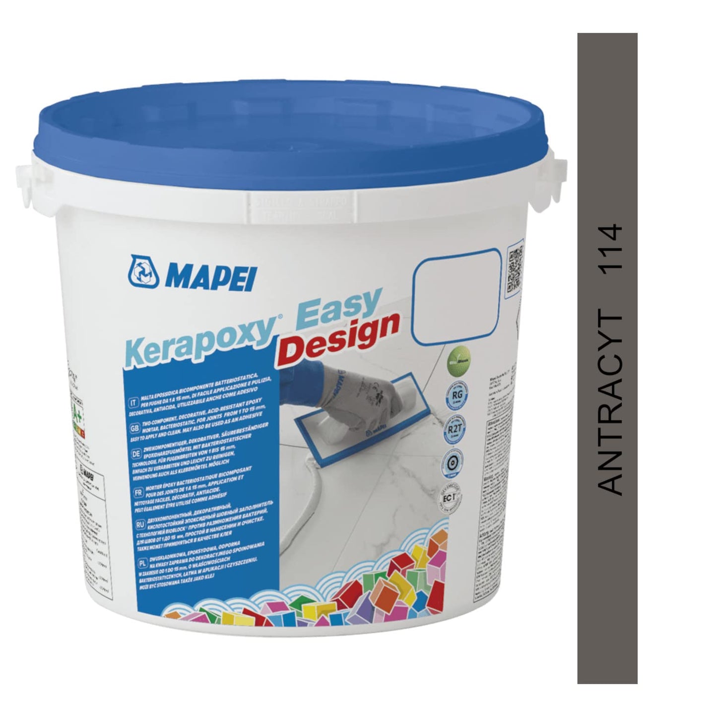 MAPEI Kerapoxy Easy Design 114 ANTRACITE - Stucco epossidico a due componenti decorativo, resistente agli acidi, 3 kg