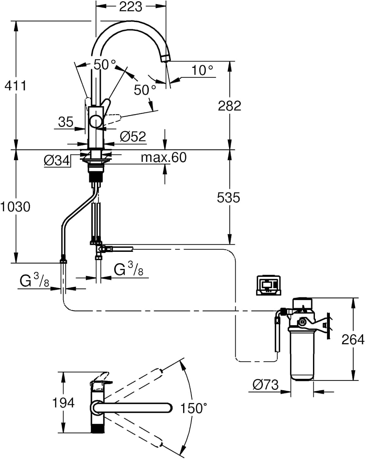 GROHE 30593000 Sistema per la filtrazione dell'Acqua, Cromo