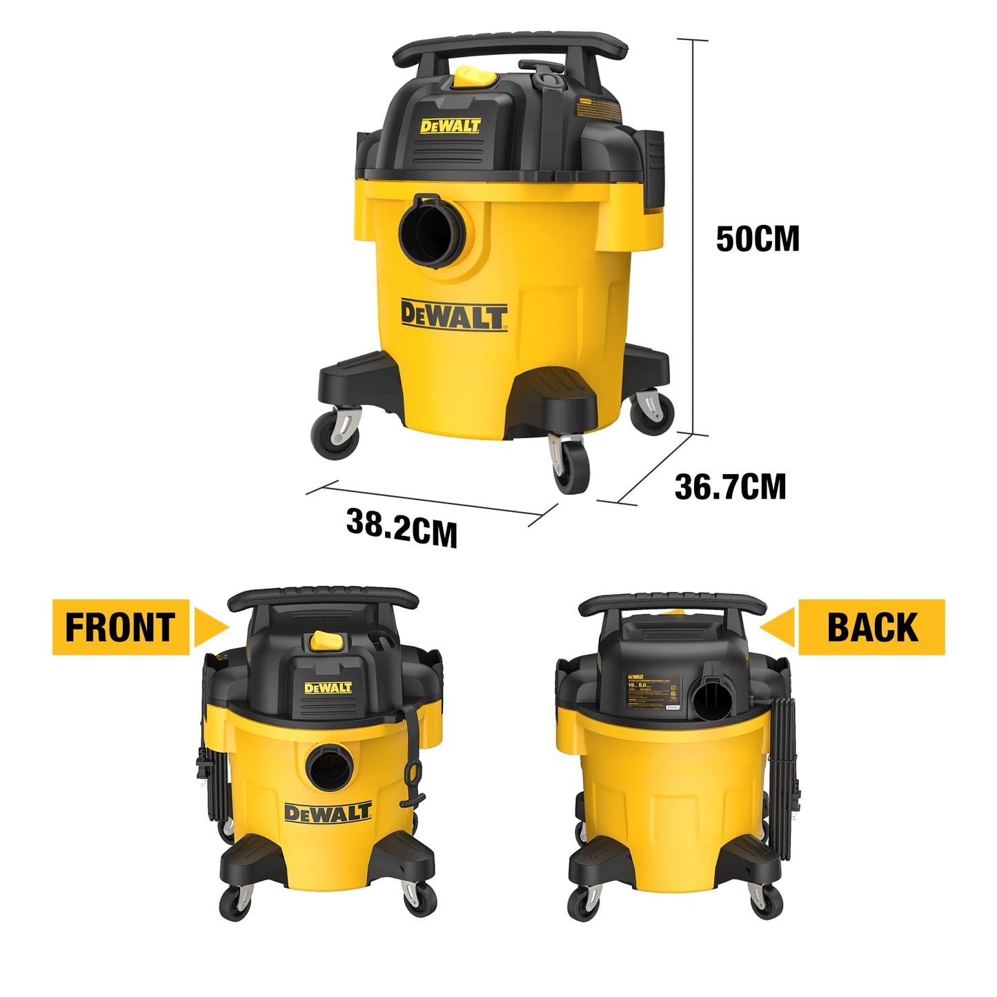 DEWALT 20L Wet/Dry Vac DXV20P, Aspiratore Bagnato/Asciutto da 20 l, Giallo/Nero