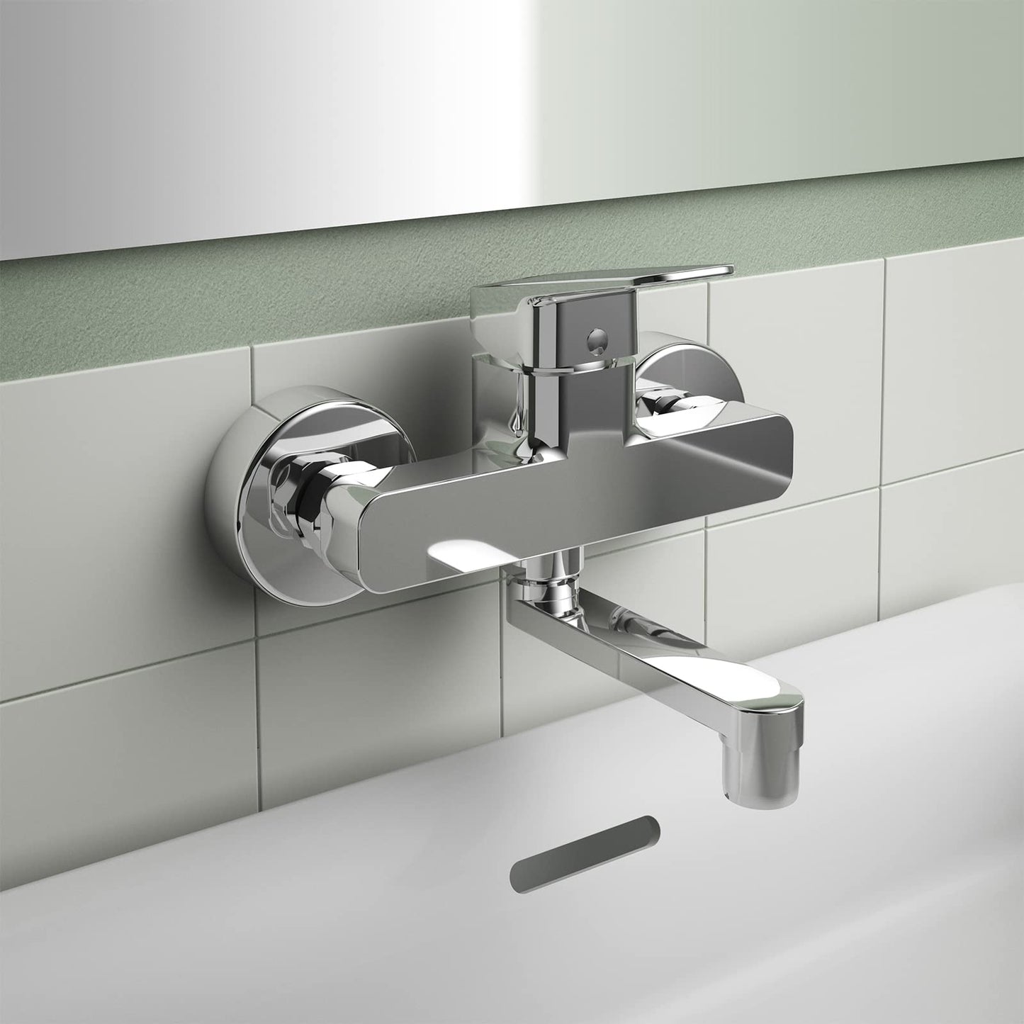 Ideal Standard - Ceraplan, Miscelatore monocomando a parete per lavabo, Bocca mobile orientabile, Cromato