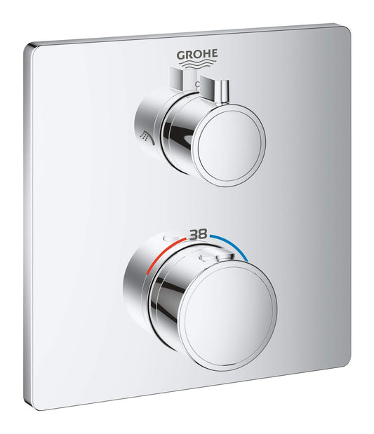 GROHE Parte Esterna Termostatico Incasso a 2 Vie (Doccia) per Rapido Smartbox Grohtherm, Design Squadrato 24079000