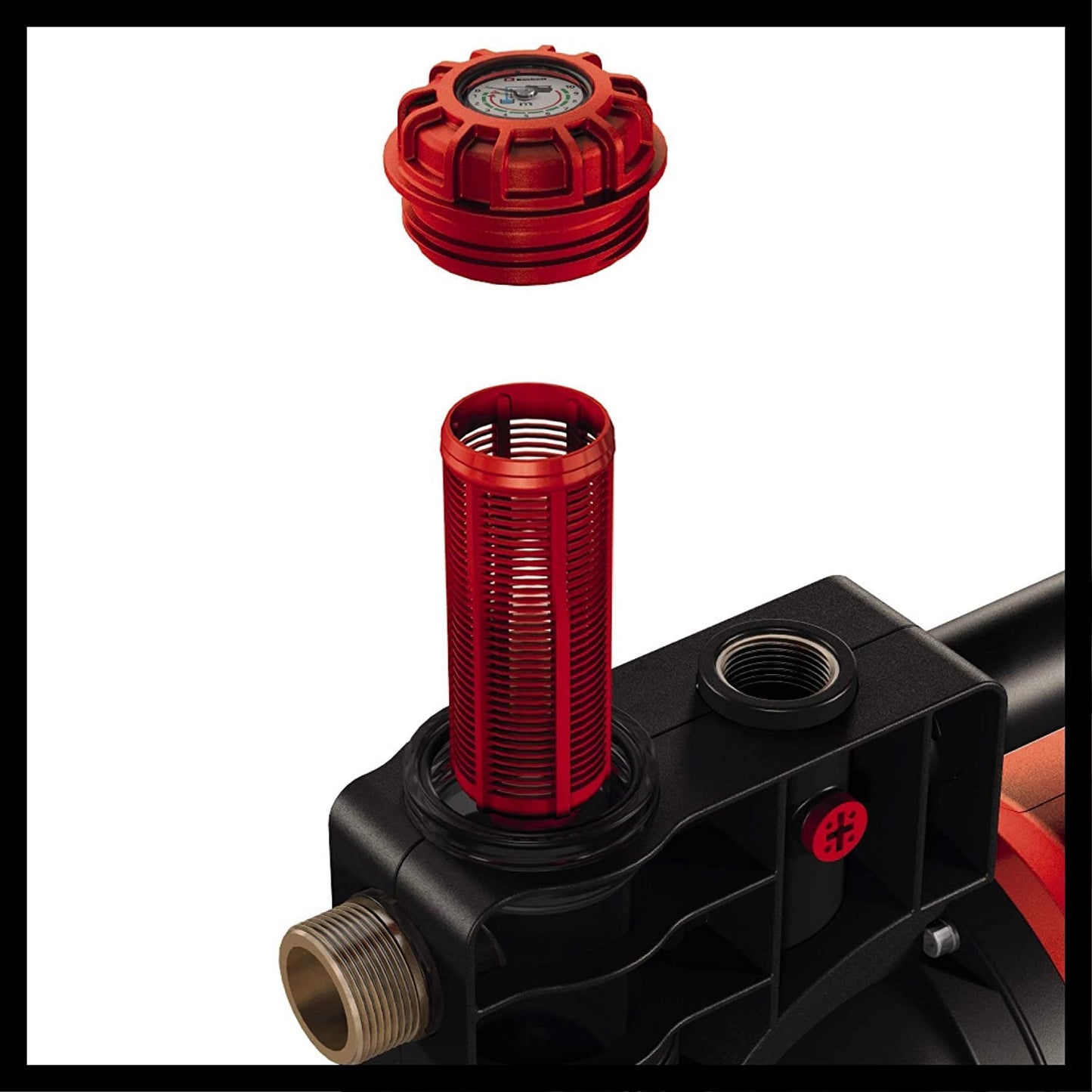 Einhell Pompa di irrigazione automatica GE-AW 1042 FS (1.050 W, indicatori del livello acqua/sporcizia/di aspirazione, protezione sottovuoto, protezione bruciatura/termica), rosso/nero