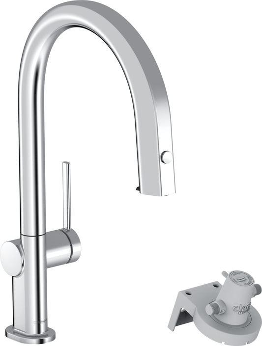 hansgrohe Rubinetto da cucina Aqittura M91 con filtro dell'acqua, rubinetto da cucina a 3 vie, altezza 210 mm, con tubo flessibile, girevole a 150°, estraibile, 1 tipo di getto, cromato