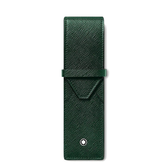 Montblanc Sartorial 131205 - Custodia in pelle per 2 penne, 16 x 4,5 x 1,8 cm, colore: Verde, verde, 16 cm, Moderno