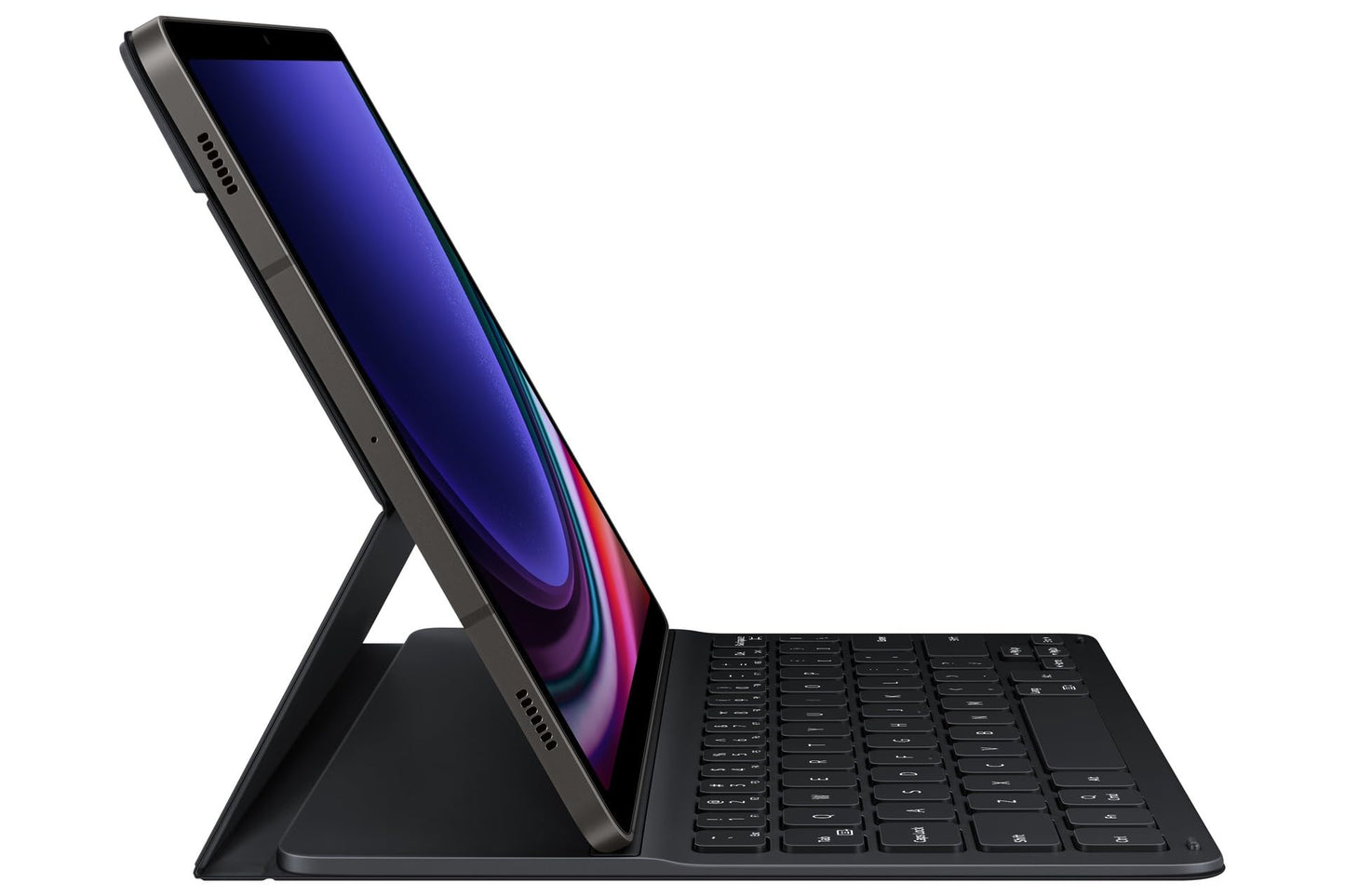 Samsung Book Cover Keyboard Slim EF-DX710 per Galaxy Tab S9 | Custodia per tablet monoblocco, design sottile e leggero, tastiera QWERTZ, POGO-Pin, scomparto per penna S, controllo gestuale, nero