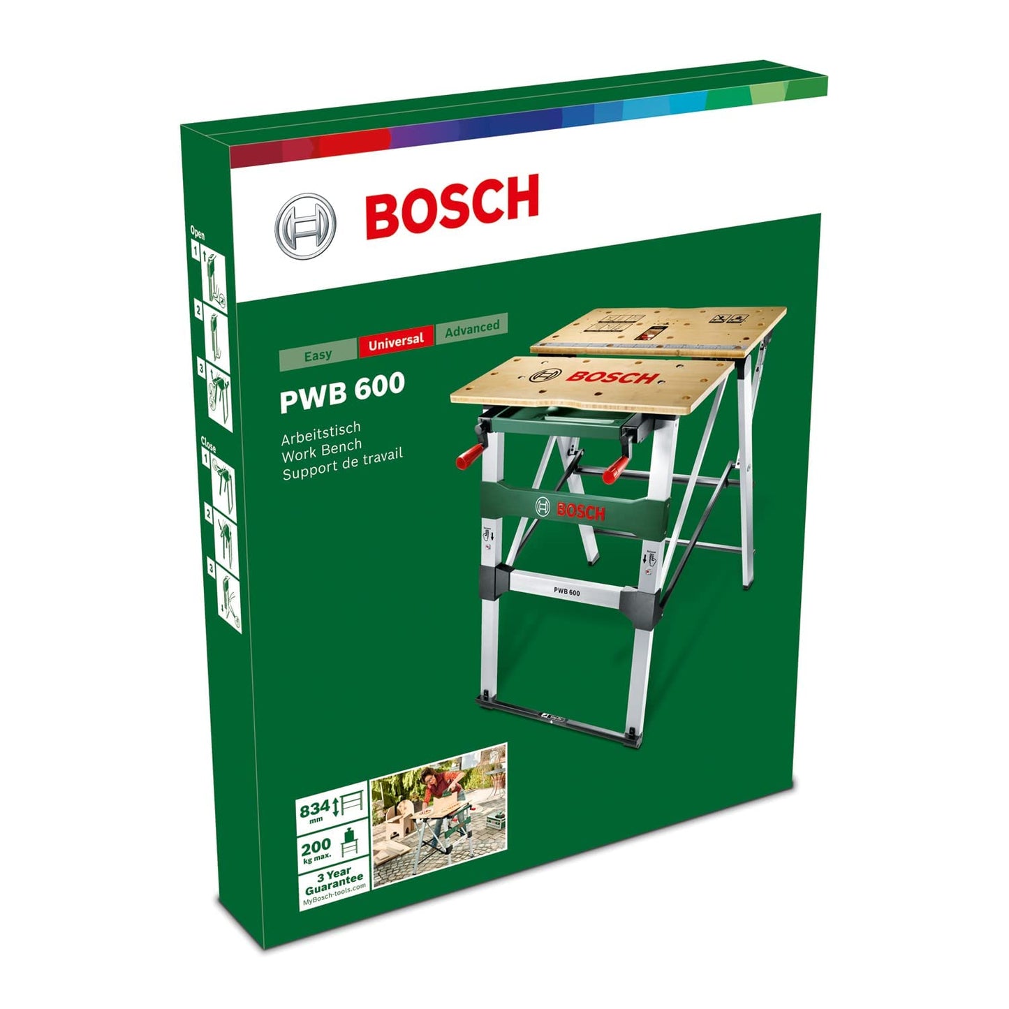 Bosch Home And Garden 0603B05200 PWB 600 Banco Da Lavoro, Quattro Ganasce Di Serraggio