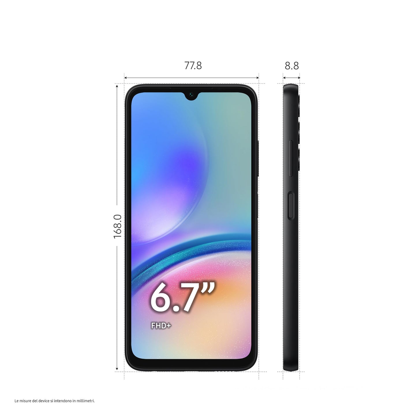 Samsung Galaxy A05s Smartphone Android, Display Infinity-U 6.7'', 4GB RAM, 128GB, Memoria Interna Espandibile fino a 1 TB, Batteria 5.000 mAh, Black [Versione Italiana]