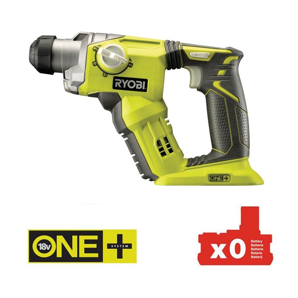 Ryobi R18SDS-0 Tassellatore a Batteria 18V ONE+, Batteria non Inclusa, con Luce LED, Indicato per Forare Pietra e Cemento, e Rimuovere Piastrelle, Verde E Antracite