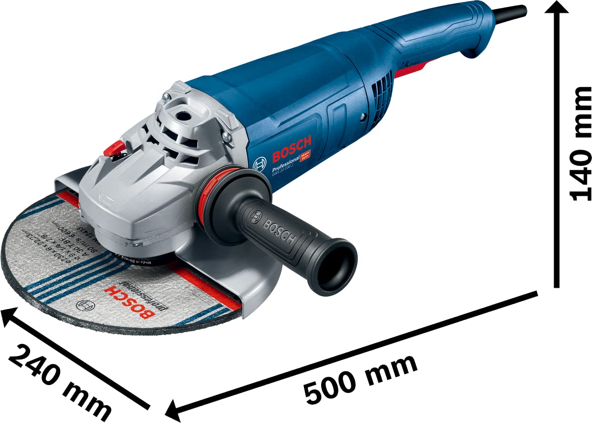 Bosch Professional Smerigliatrice angolare GWS 22-230 J (2.200W, incl. imp. agg. anti-vibr., flangia montaggio, dado di serraggio, cuffia prot, chiave a due perni, disco diam., conf. in cartone), blu