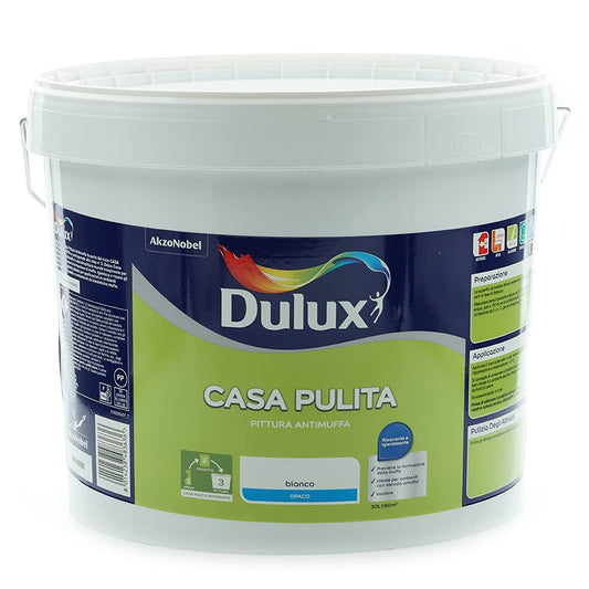 Dulux Casa Pulita Singolo Pittura per Interni Antimuffa Rimuove e Protegge Da Muffe e Funghi, 10 Litri, Bianco