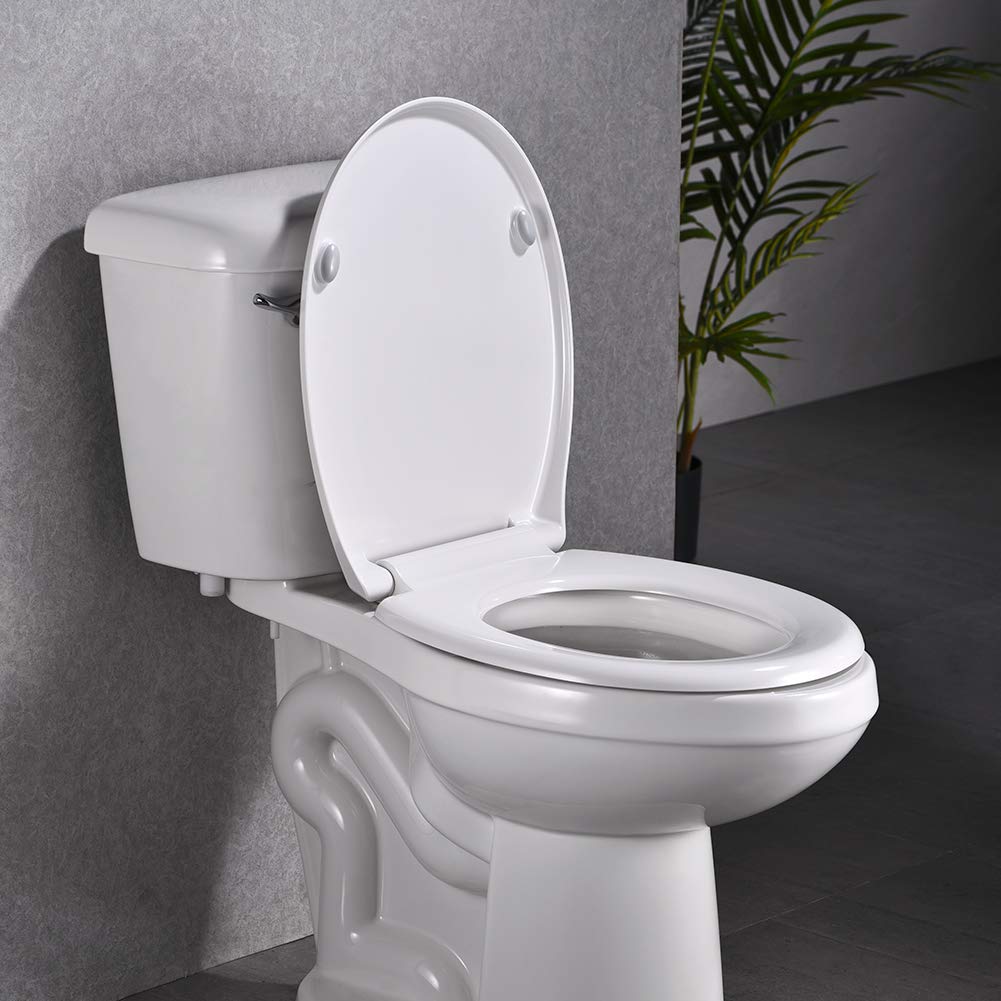 GRIFEMA G952, Sedile WC, Copriwater Universali D Forma,Tavoletta WC Chiusura Ammortizzata, Rapido Montaggio, O, Bianco