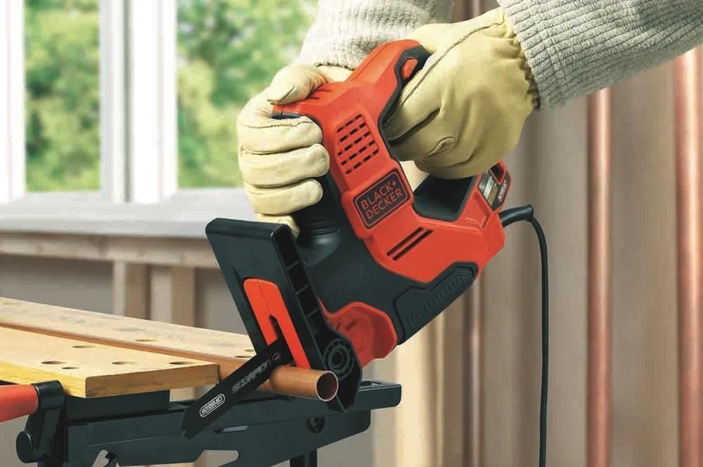 Black+Decker Rs890K-Qs Sega Multifunzione Scorpion 500W con Tecnologia Autoselect in Valigetta + 3 Lame, Nero