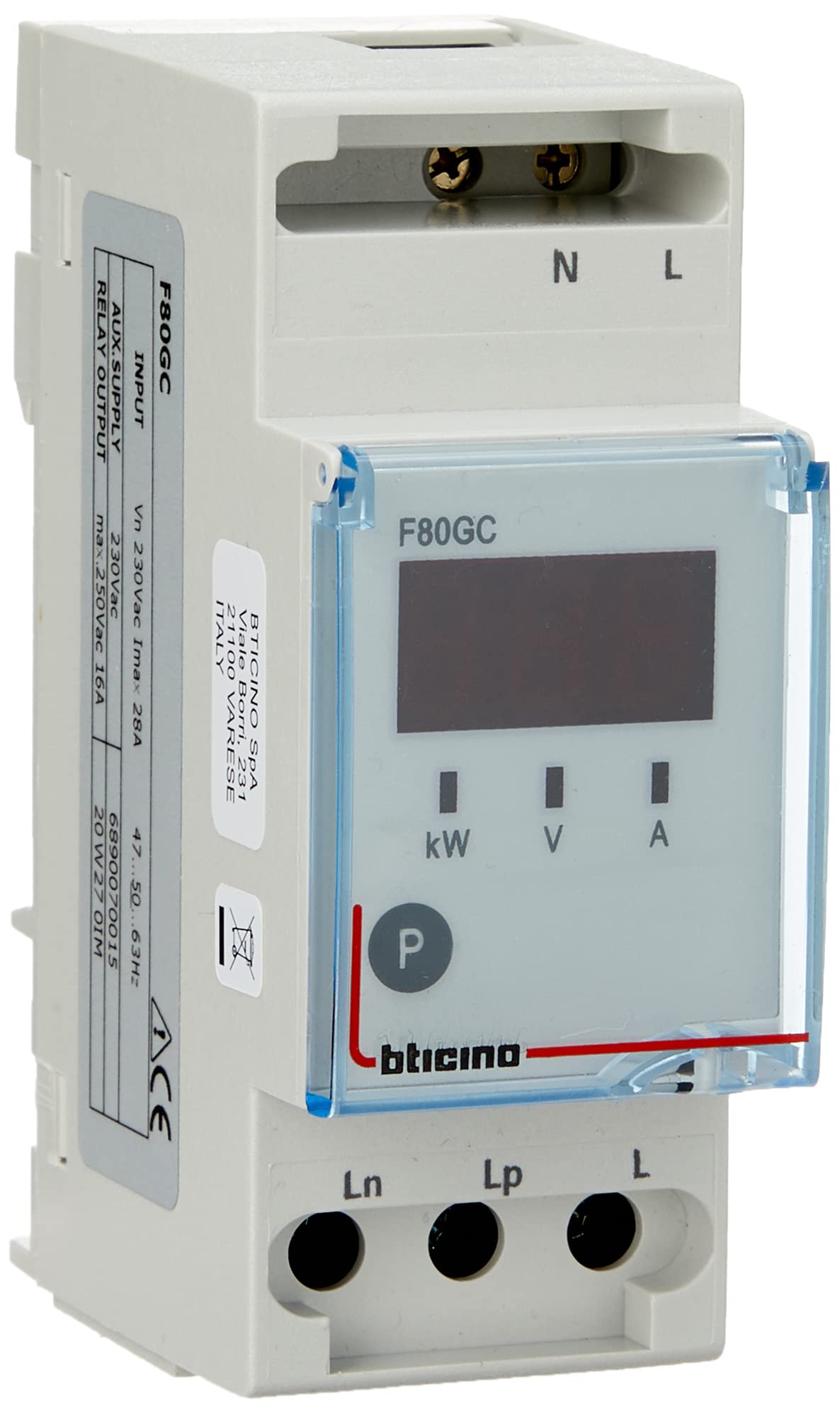 Bticino F80GC Serie BTDIN Modulo Gestione Carichi Prioritari, Grigio